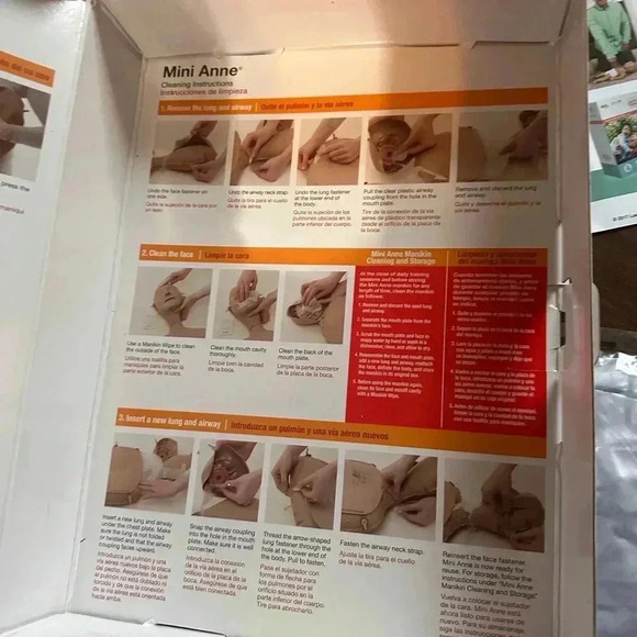 New. AHA Adult And Child CPR Trainer. Mannequin DVD. Extra Lung, Wipes. - Picture 5 of 7